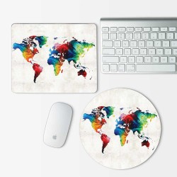 Colorful World Map  Mouse Pad Round or Rectangle