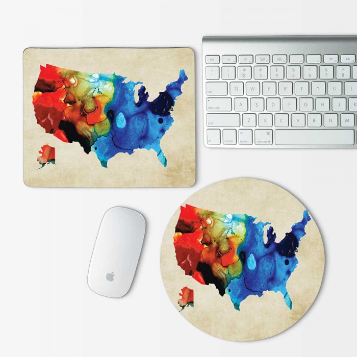 Colorful Map Of United States Mouse Pad Round or Rectangle (MP-0116)