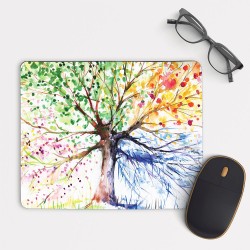 Four Seasons Tree Watercolor Mouse Pad Round or Rectangle