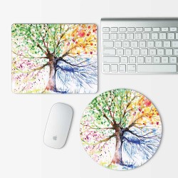 Four Seasons Tree Watercolor Mouse Pad Round or Rectangle