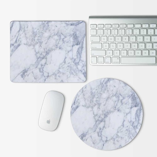 White Marble  Mouse Pad Round or Rectangle