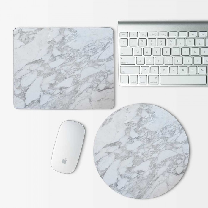White Marble  Mouse Pad Round or Rectangle (MP-0151)