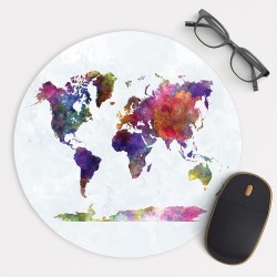 watercolor World map  Mouse Pad Round or Rectangle