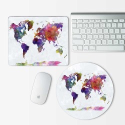 watercolor World map  Mouse Pad Round or Rectangle