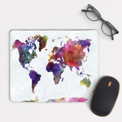 แผ่นรองเมาส์ , เม้าส์แพด Mouse Pad แผนที่โลก watercolor World map