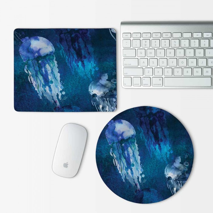Jellyfishes Watercolor Mouse Pad Round or Rectangle (MP-0158)
