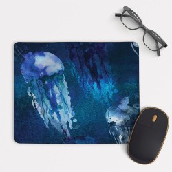 Jellyfishes Watercolor Mouse Pad Round or Rectangle