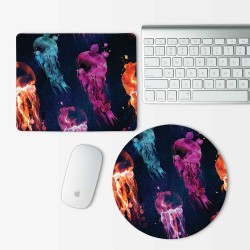 Jellyfishes Watercolor Mouse Pad Round or Rectangle