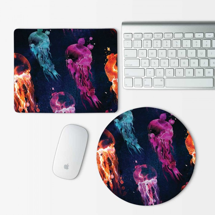 Jellyfishes Watercolor Mouse Pad Round or Rectangle (MP-0159)